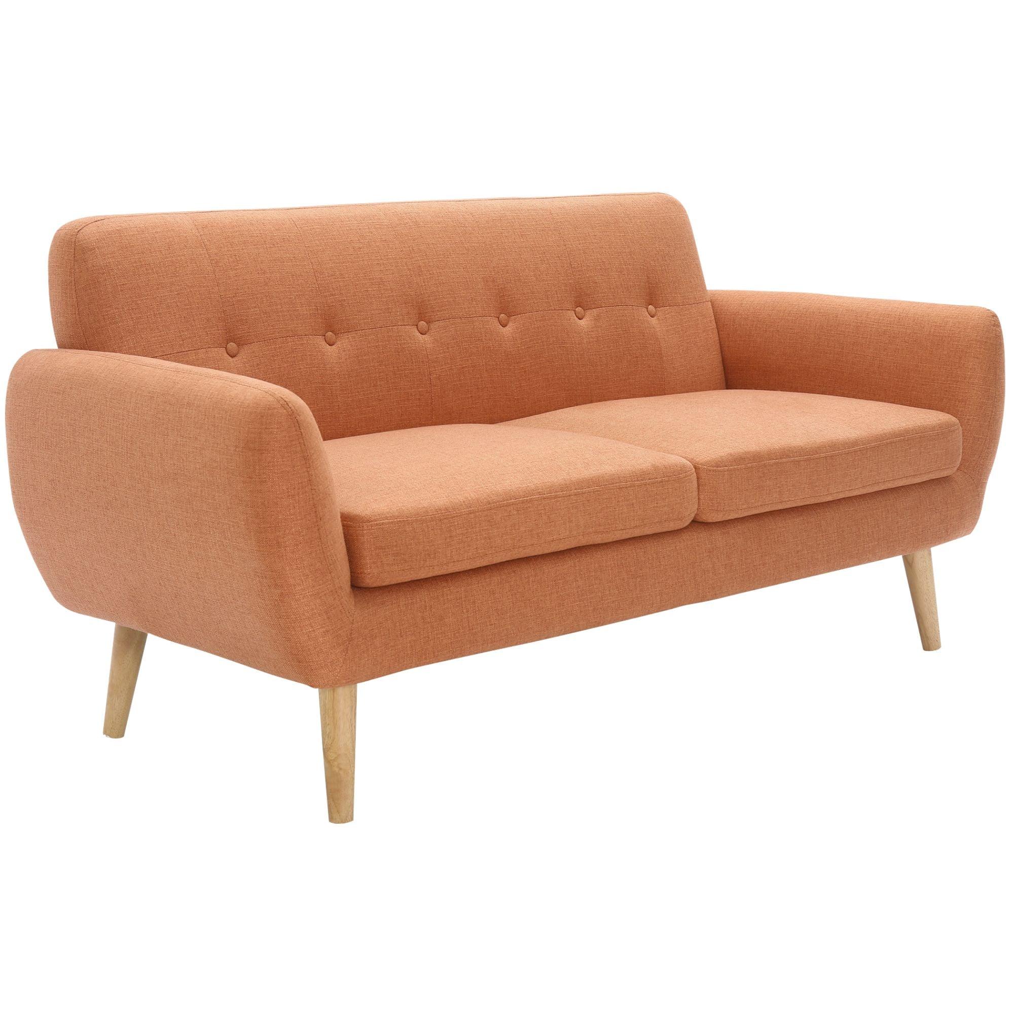 Dane 3 Seater Fabric Upholstered Sofa Lounge Couch - Orange - John Cootes