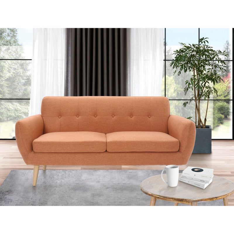 Dane 3 Seater Fabric Upholstered Sofa Lounge Couch - Orange - John Cootes