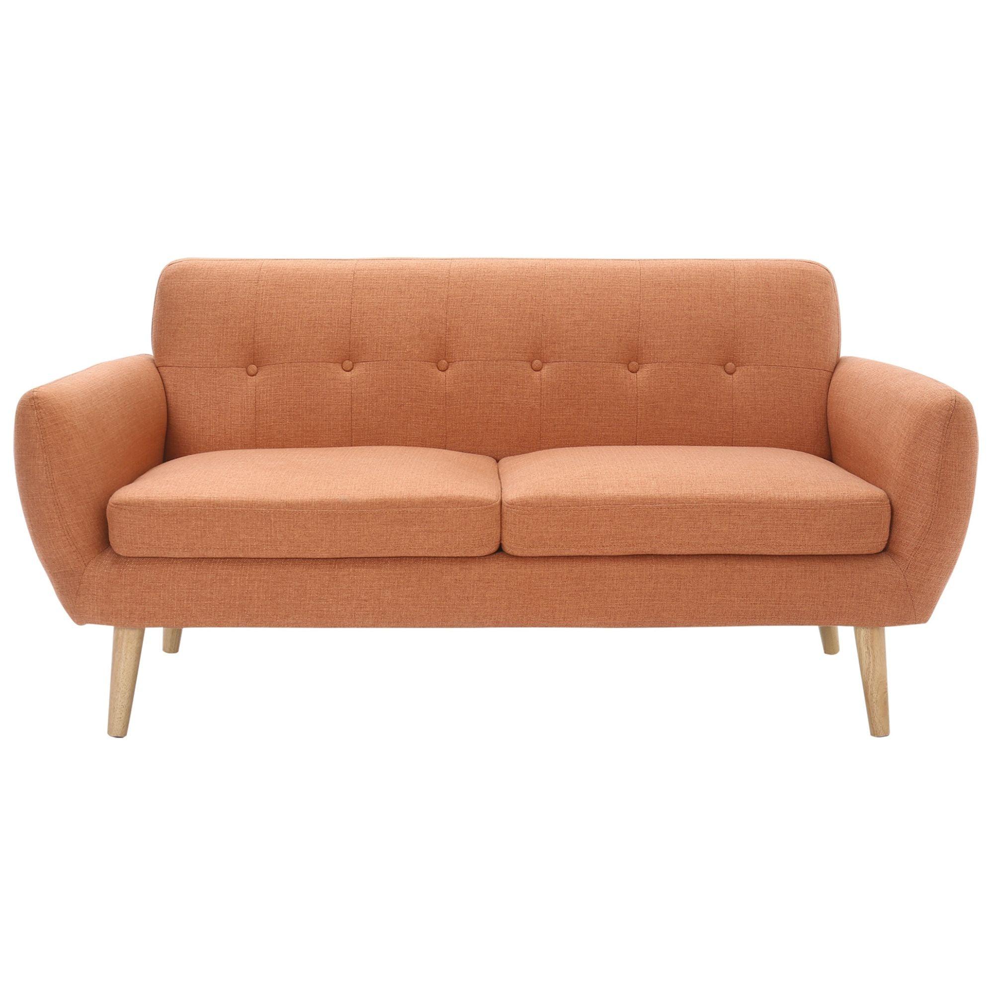 Dane 3 Seater Fabric Upholstered Sofa Lounge Couch - Orange - John Cootes