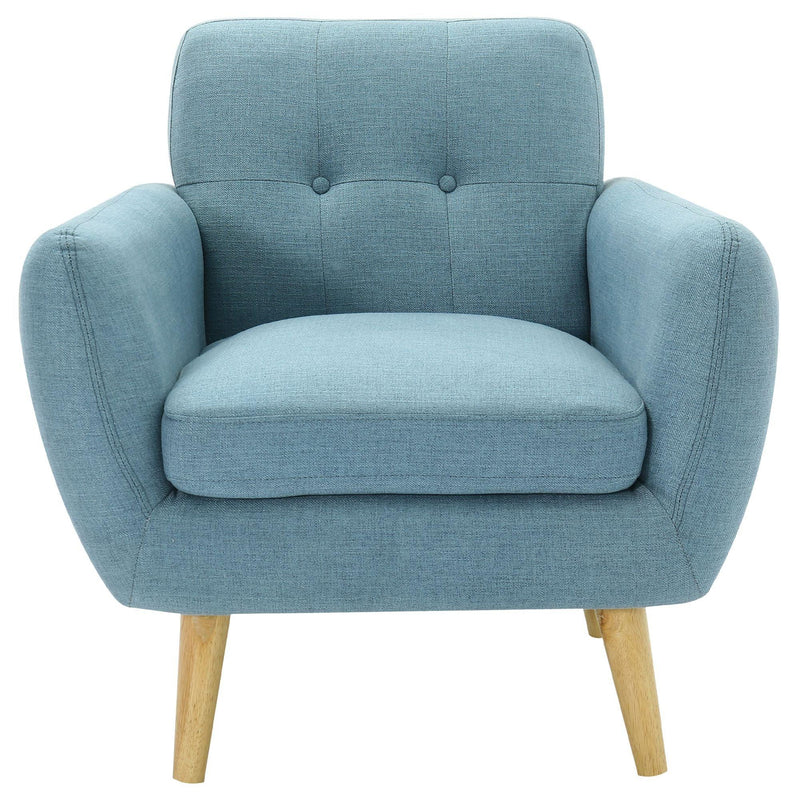 Dane Single Seater Fabric Upholstered Sofa Armchair Lounge Couch - Blue - John Cootes