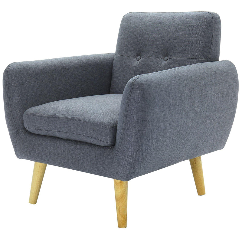 Dane Single Seater Fabric Upholstered Sofa Armchair Lounge Couch - Dark Grey - John Cootes