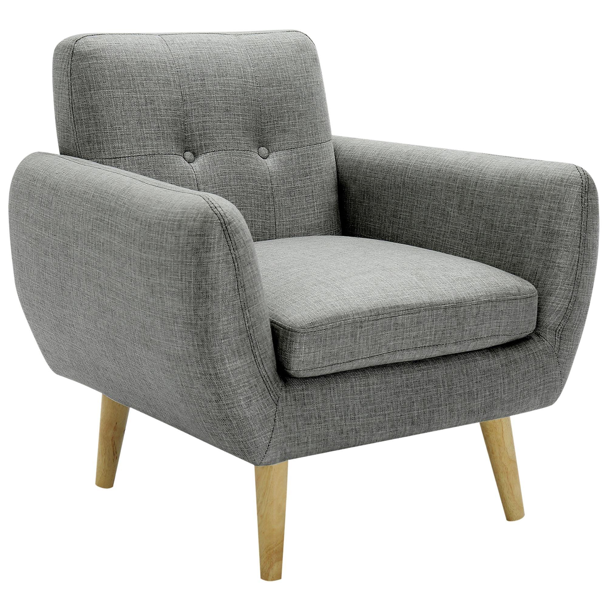 Dane Single Seater Fabric Upholstered Sofa Armchair Lounge Couch - Mid Grey - John Cootes