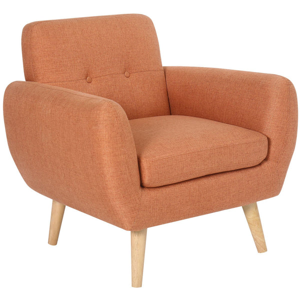 Dane Single Seater Fabric Upholstered Sofa Armchair Lounge Couch - Orange - John Cootes