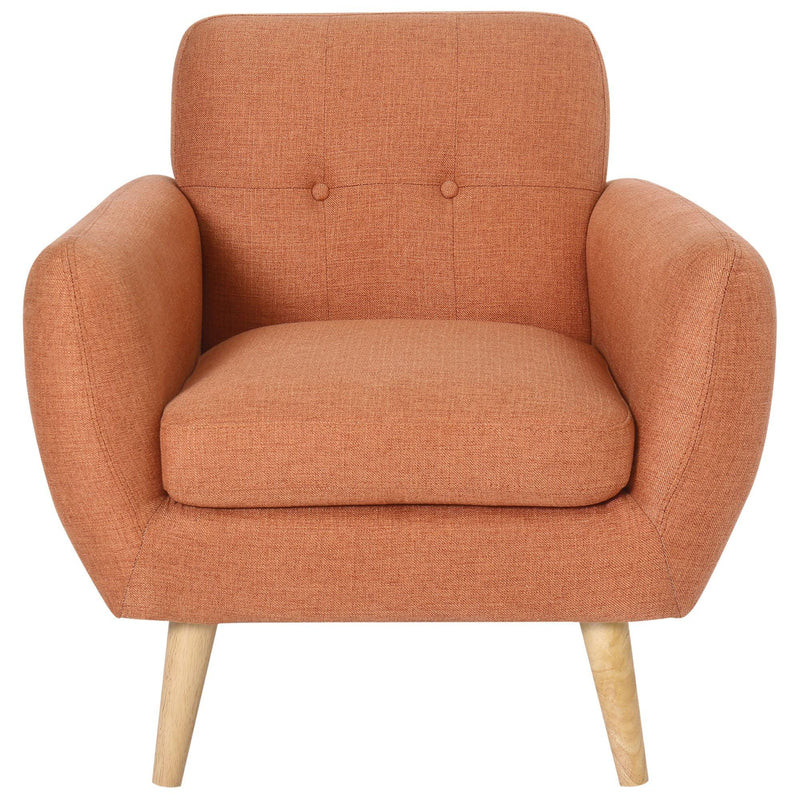 Dane Single Seater Fabric Upholstered Sofa Armchair Lounge Couch - Orange - John Cootes