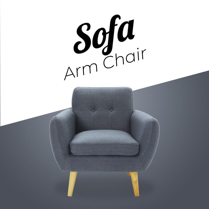 Dane Single Seater Fabric Upholstered Sofa Armchair Set of 2 - Dark Grey - John Cootes