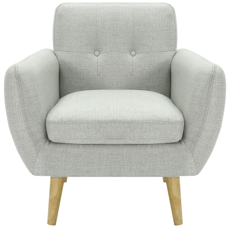 Dane Single Seater Fabric Upholstered Sofa Armchair Set of 2 - Light Grey - John Cootes