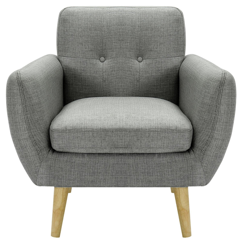 Dane Single Seater Fabric Upholstered Sofa Armchair Set of 2 - Mid Grey - John Cootes