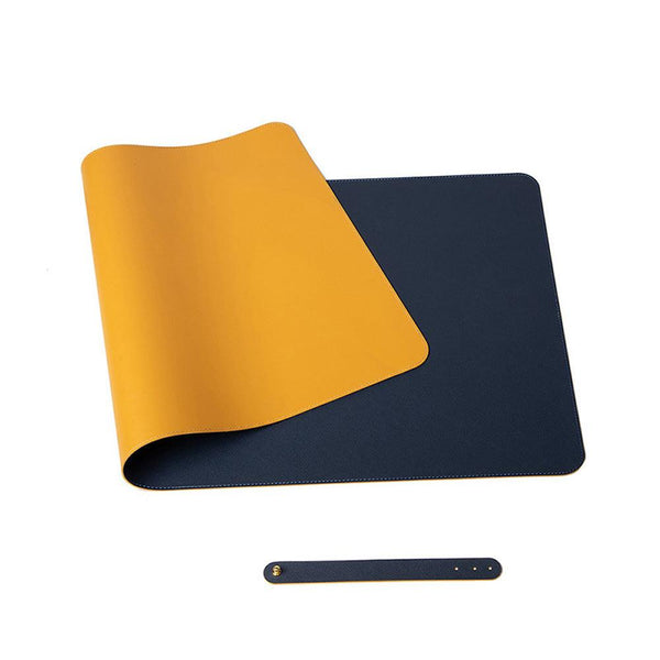Dark Blue 90cm*45cm Dual Side Office Desk Pad Waterproof PU Leather Computer Mouse Pad - John Cootes