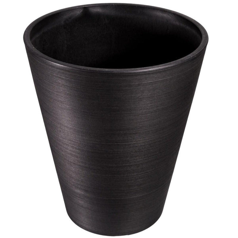 Decorative Textured Round Black Planter 47cm - John Cootes