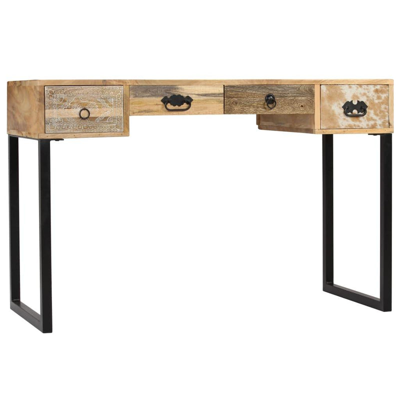 Desk Solid Mango Wood And Real Leather 117x50x76 Cm - John Cootes