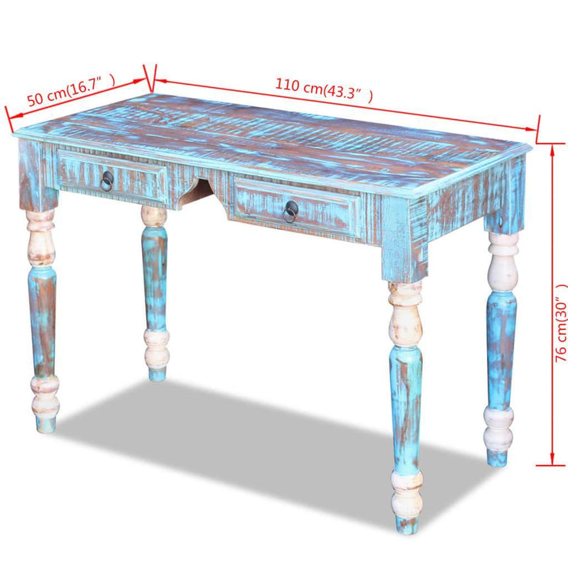 Desk Solid Reclaimed Wood- Blue - John Cootes