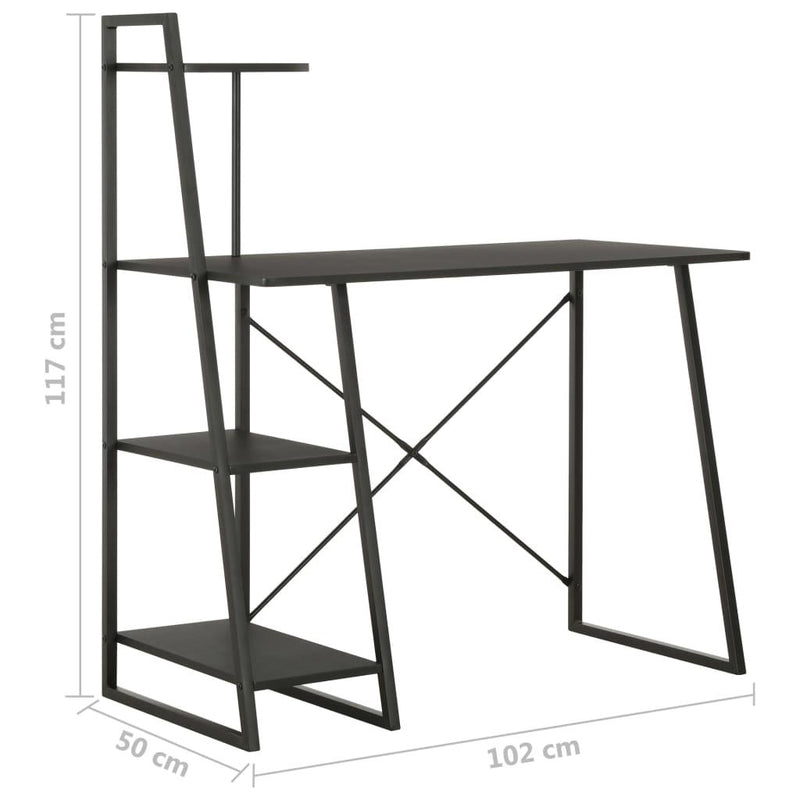 Desk With Shelving Unit Black 102x50x117 Cm - John Cootes