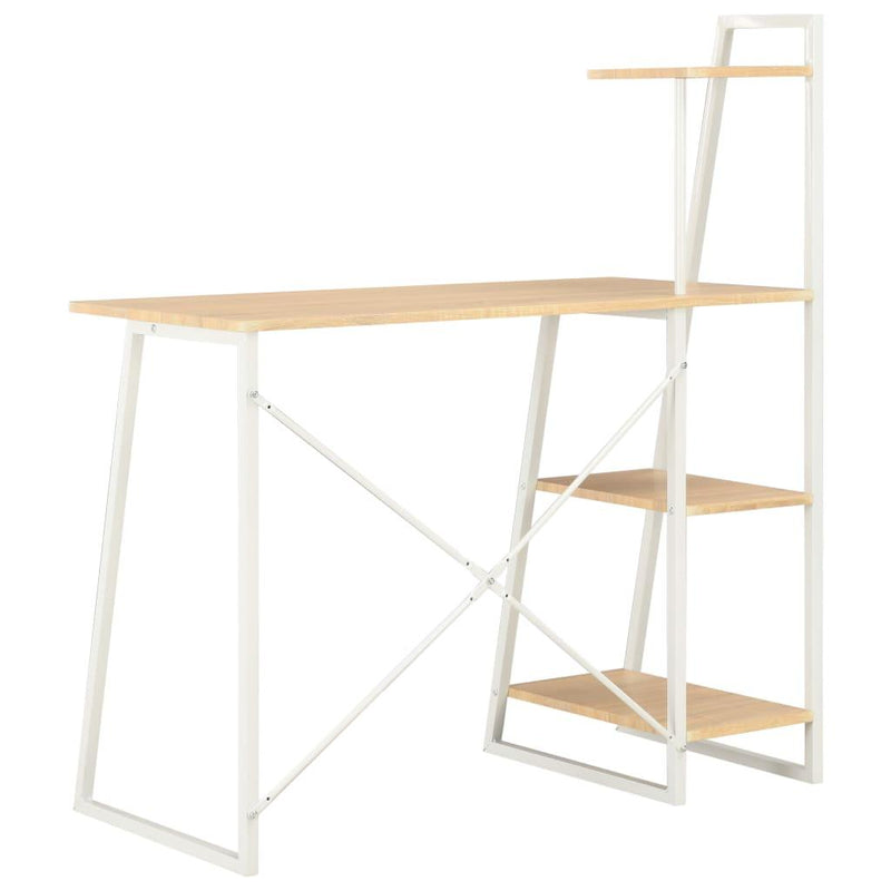 Desk With Shelving Unit White And Oak 102x50x117 Cm - John Cootes