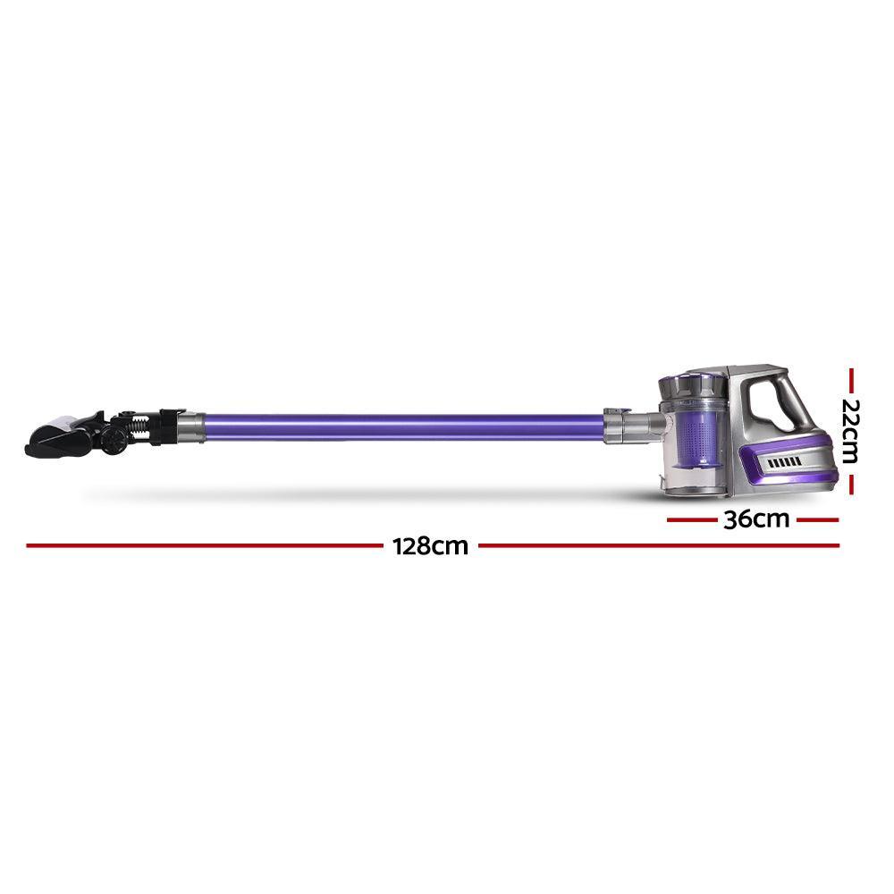 Devanti 150W Stick Handstick Handheld Cordless Vacuum Cleaner 2-Speed with Headlight Purple - John Cootes