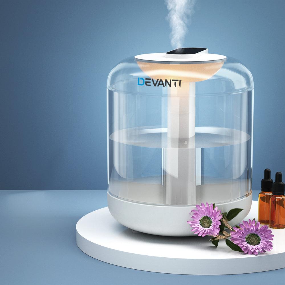 Devanti 1L Air Humidifier Ultrasonic Purifier Aroma Diffuser Essential Oil LED - John Cootes