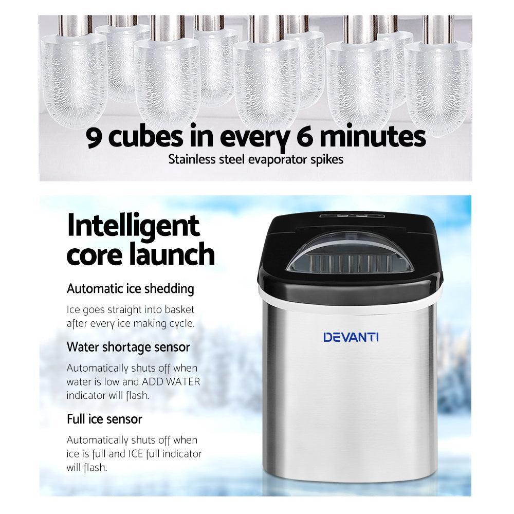 Devanti 2.4L Stainless Steel Portable Ice Cube Maker - John Cootes