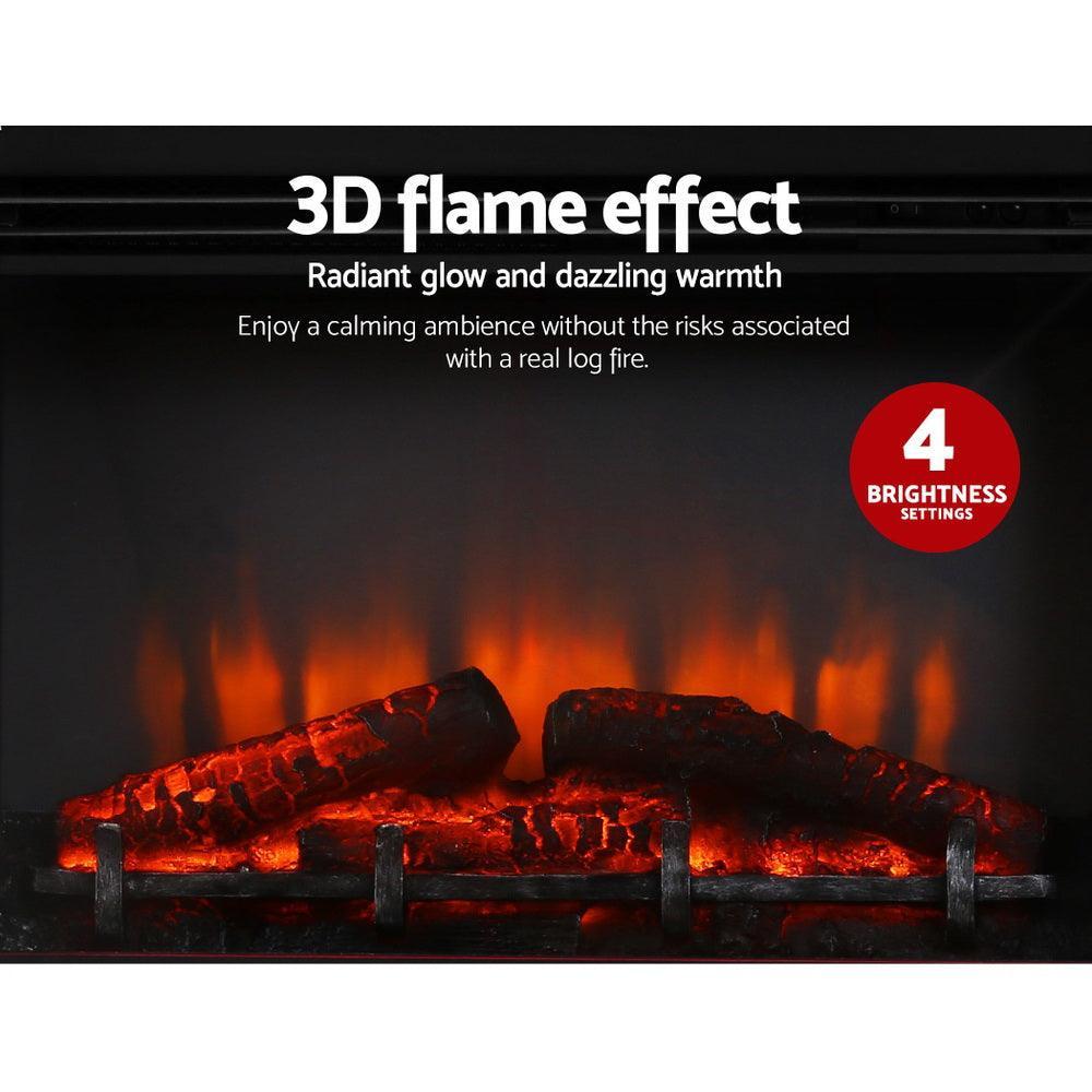 Devanti 2000W Electric Fireplace Mantle Portable Fire Log Wood Heater 3D Flame Effect White - John Cootes