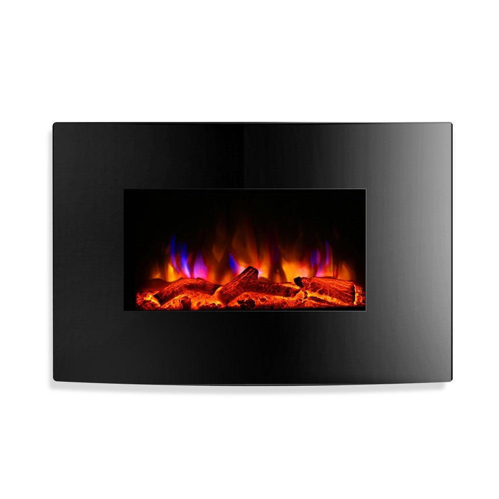 Devanti 2000W Wall Mounted Electric Fireplace Fire Log Wood Heater Realistic Flame - John Cootes