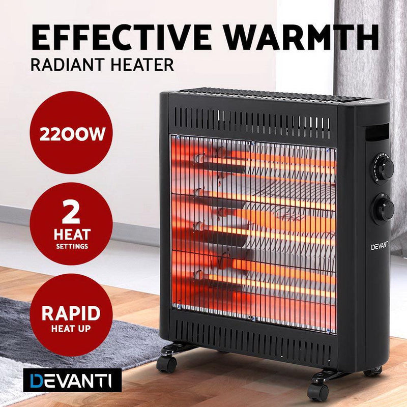 Devanti 2200W Infrared Radiant Heater Portable Electric Convection Heating Panel - John Cootes