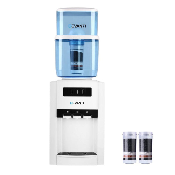 Devanti 22L Bench Top Water Cooler Dispenser Purifier Hot Cold Three Tap with 2 Replacement Filters - John Cootes
