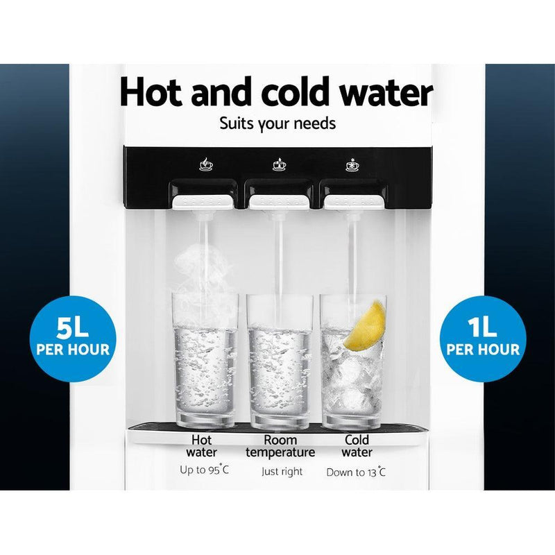 Devanti 22L Bench Top Water Cooler Dispenser Purifier Hot Cold Three Tap with 2 Replacement Filters - John Cootes