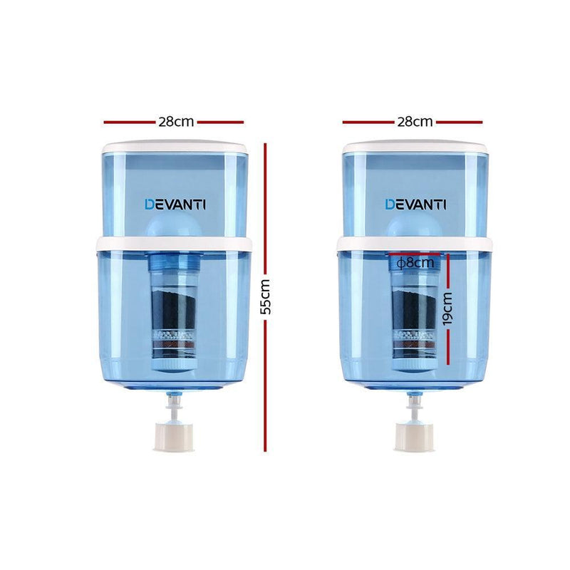 Devanti 22L Water Cooler Dispenser Purifier Filter Bottle Container 6 Stage Filtration - John Cootes