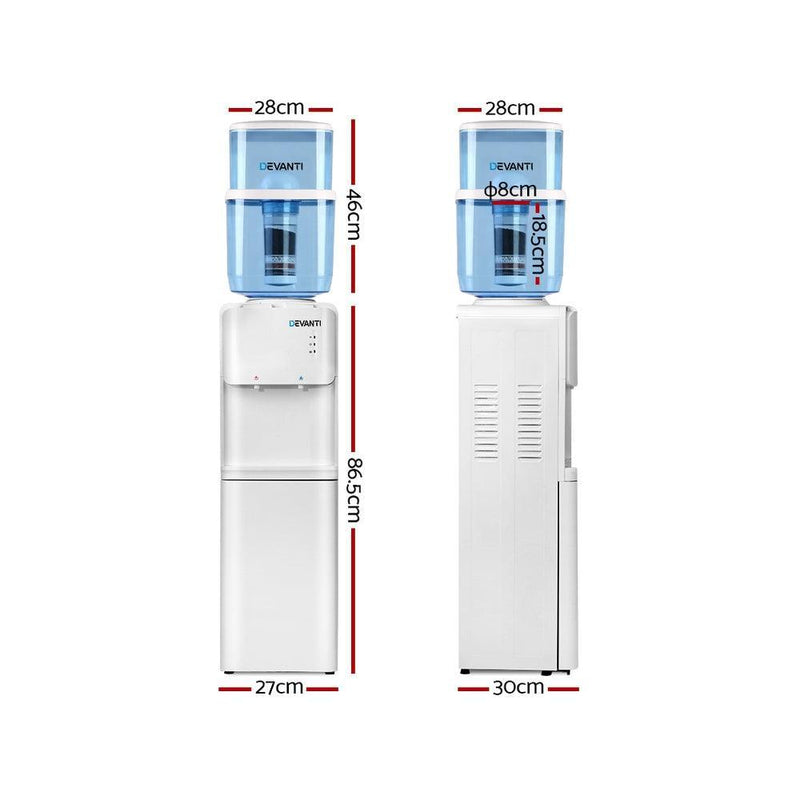 Devanti 22L Water Cooler Dispenser Top Loading Hot Cold Taps Filter Purifier Bottle - John Cootes