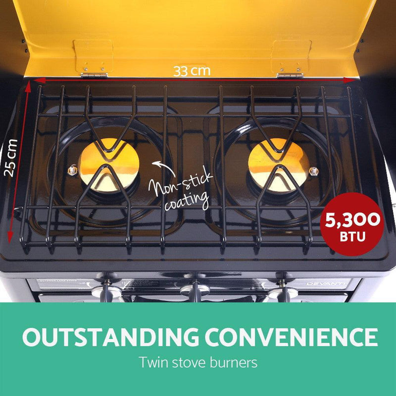 Devanti 3 Burner Portable Oven - Black & Yellow - John Cootes