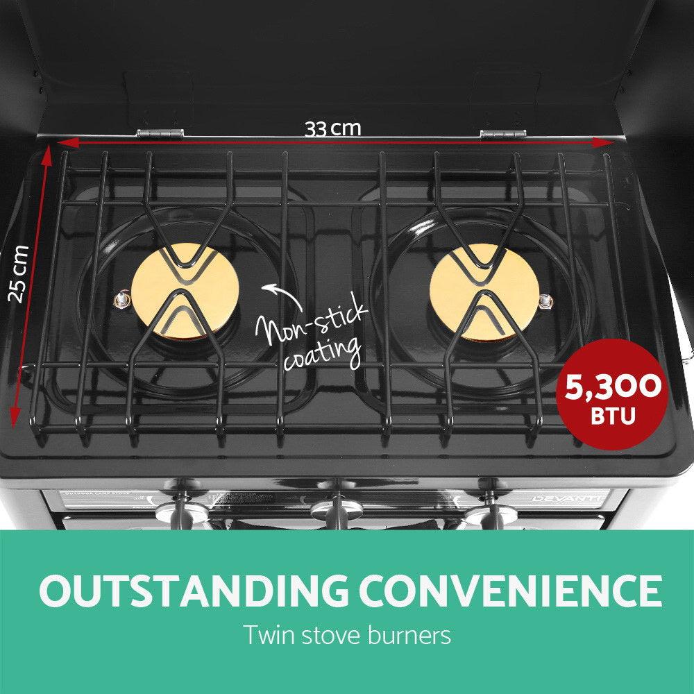 Devanti 3 Burner Portable Oven - Silver & Black - John Cootes