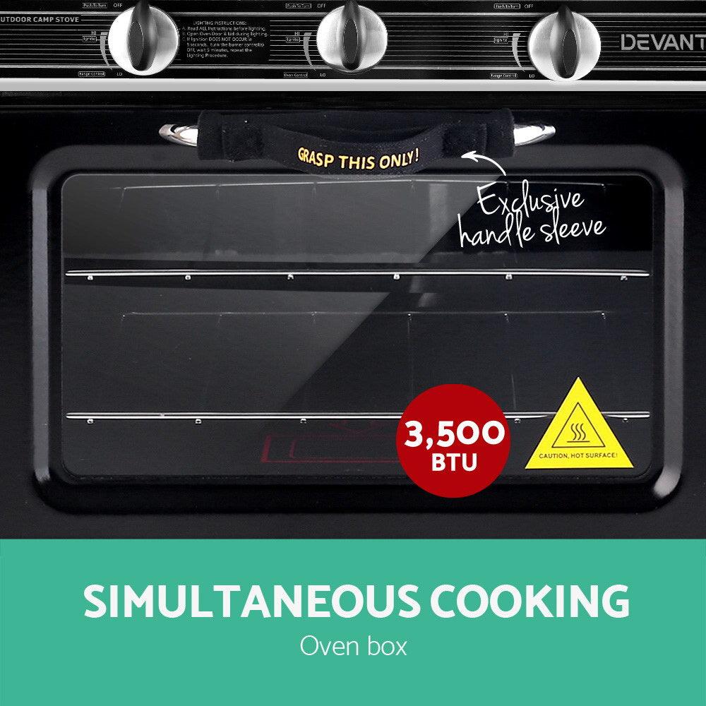 Devanti 3 Burner Portable Oven - Silver & Black - John Cootes