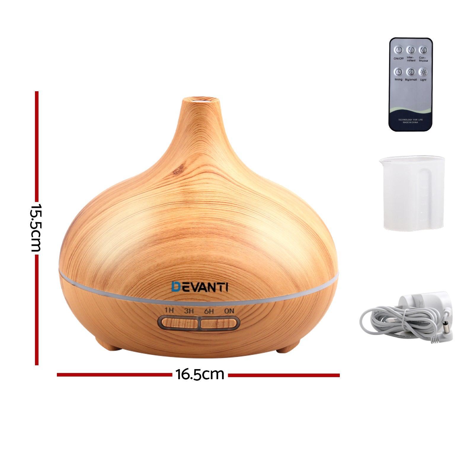 Devanti 300ml 4 in 1 Aroma Diffuser - Light Wood - John Cootes