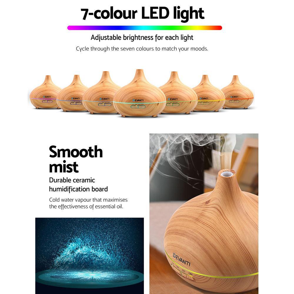 Devanti 300ml 4 in 1 Aroma Diffuser - Light Wood - John Cootes