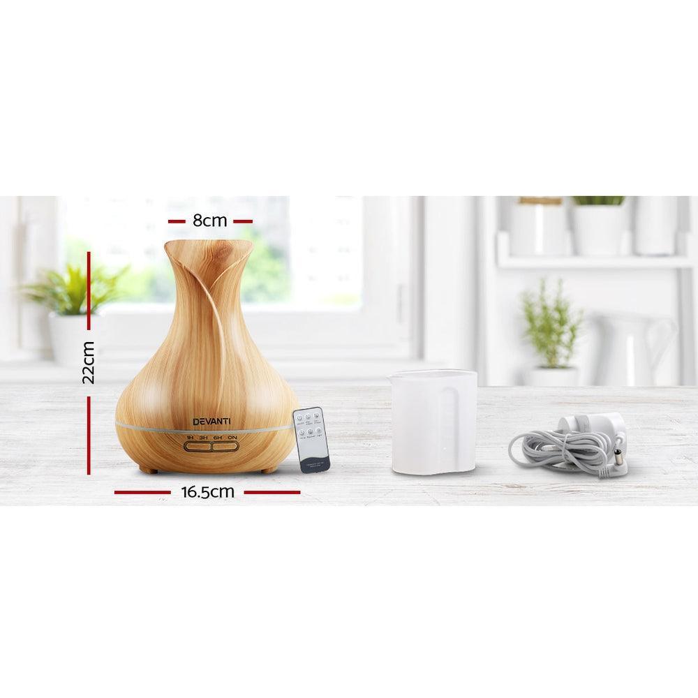 Devanti 400ml 4 in 1 Aroma Diffuser remote control - Light Wood - John Cootes