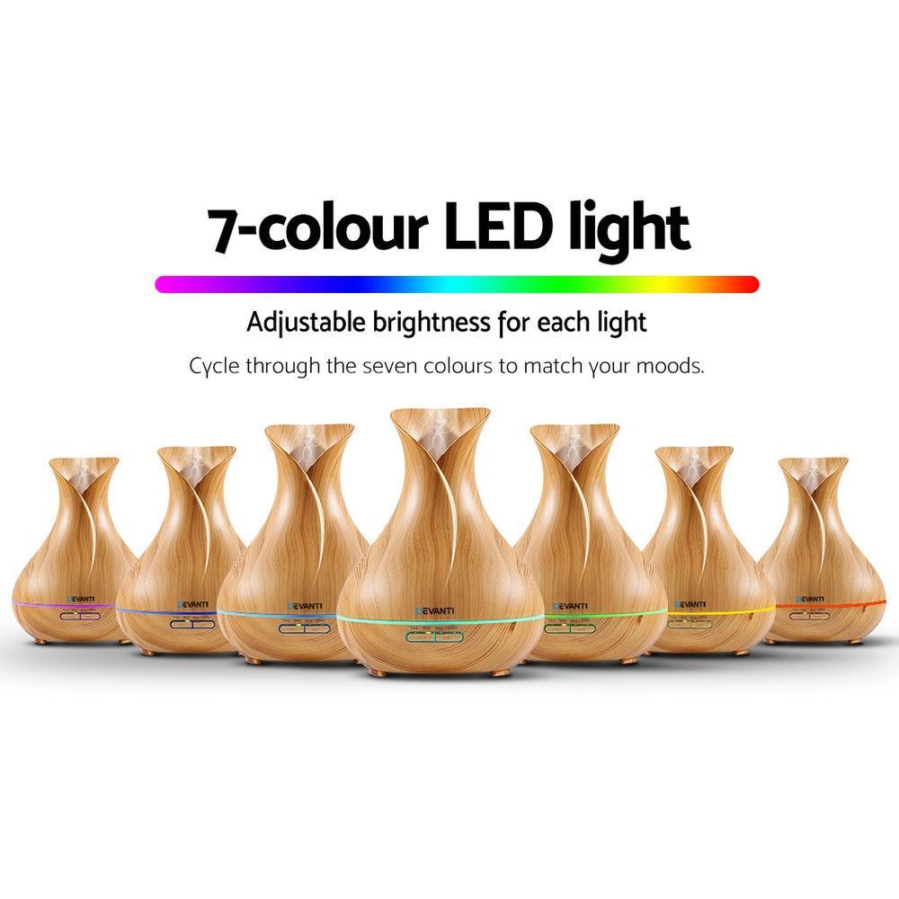 Devanti 400ml 4 in 1 Aroma Diffuser remote control - Light Wood - John Cootes