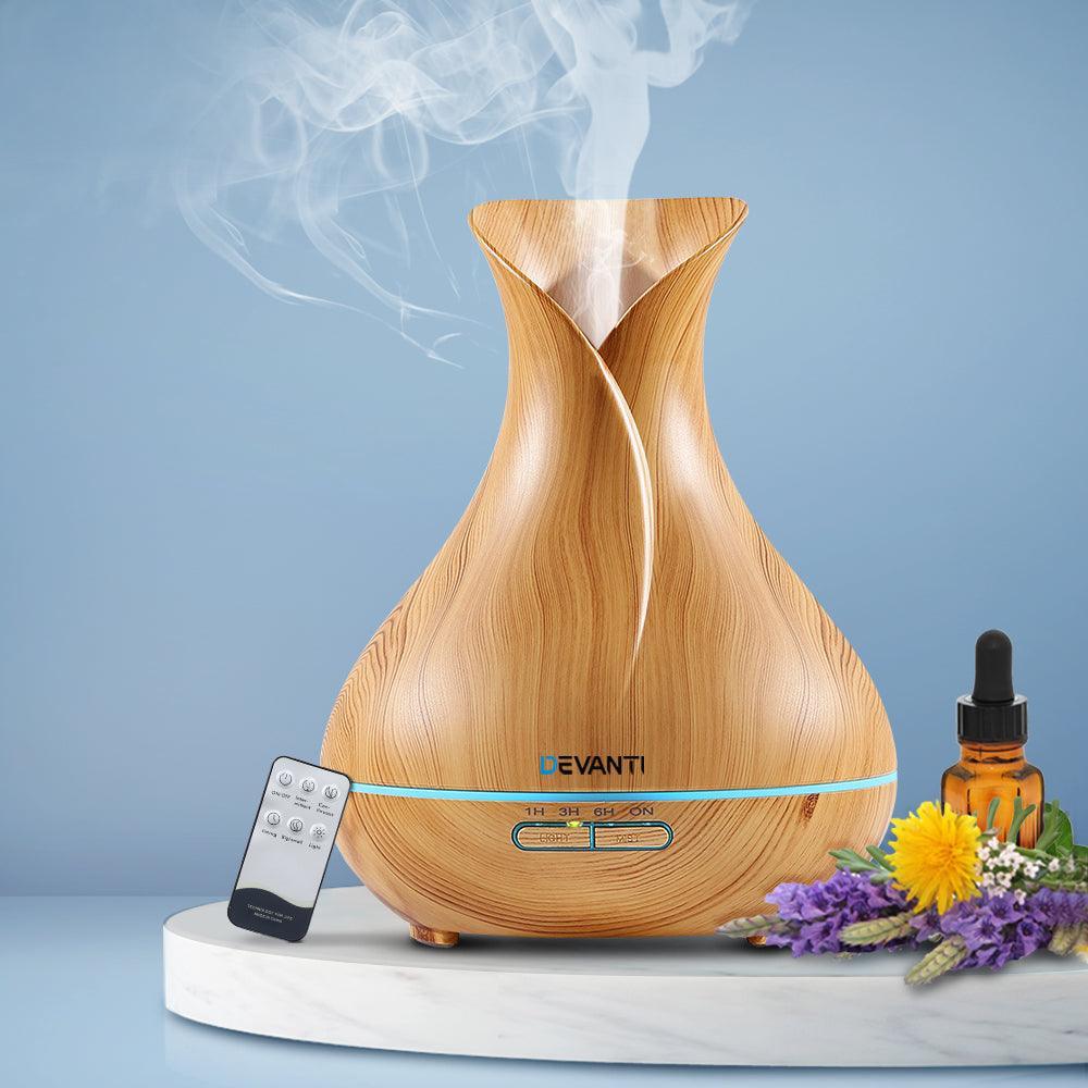 Devanti 400ml 4 in 1 Aroma Diffuser remote control - Light Wood - John Cootes