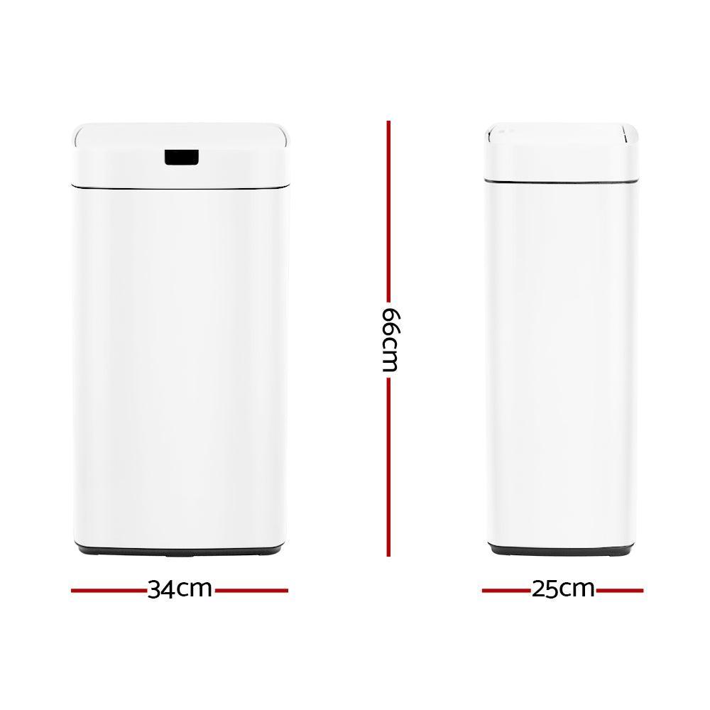 Devanti 45L Sensor Bin White - John Cootes