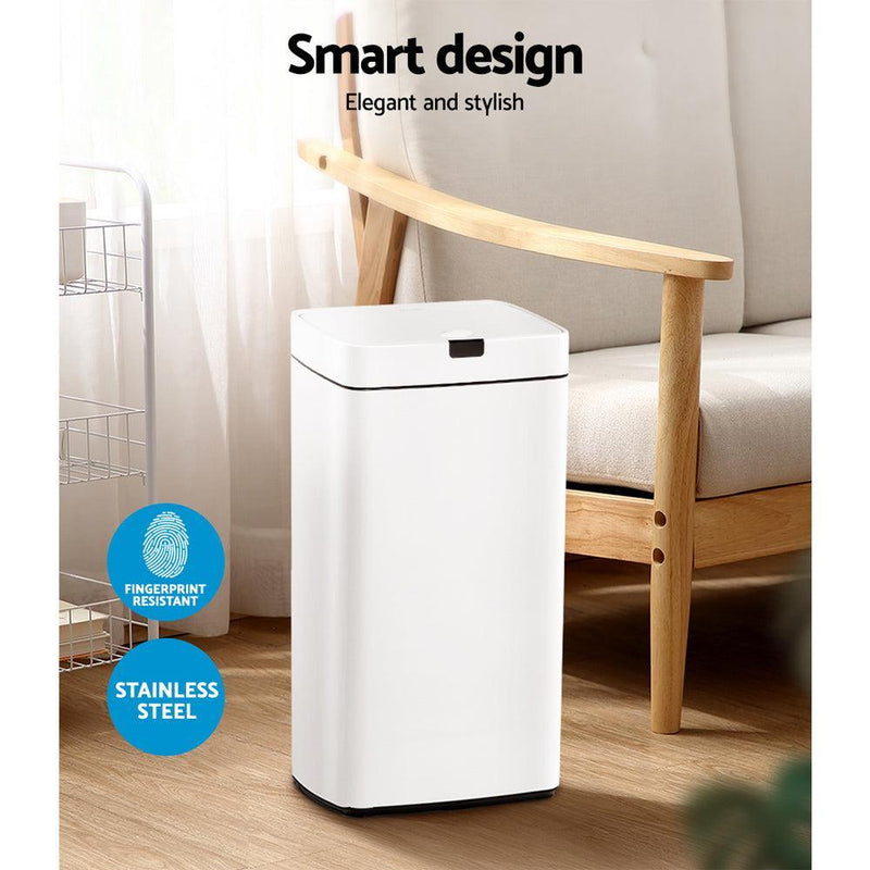 Devanti 45L Sensor Bin White - John Cootes