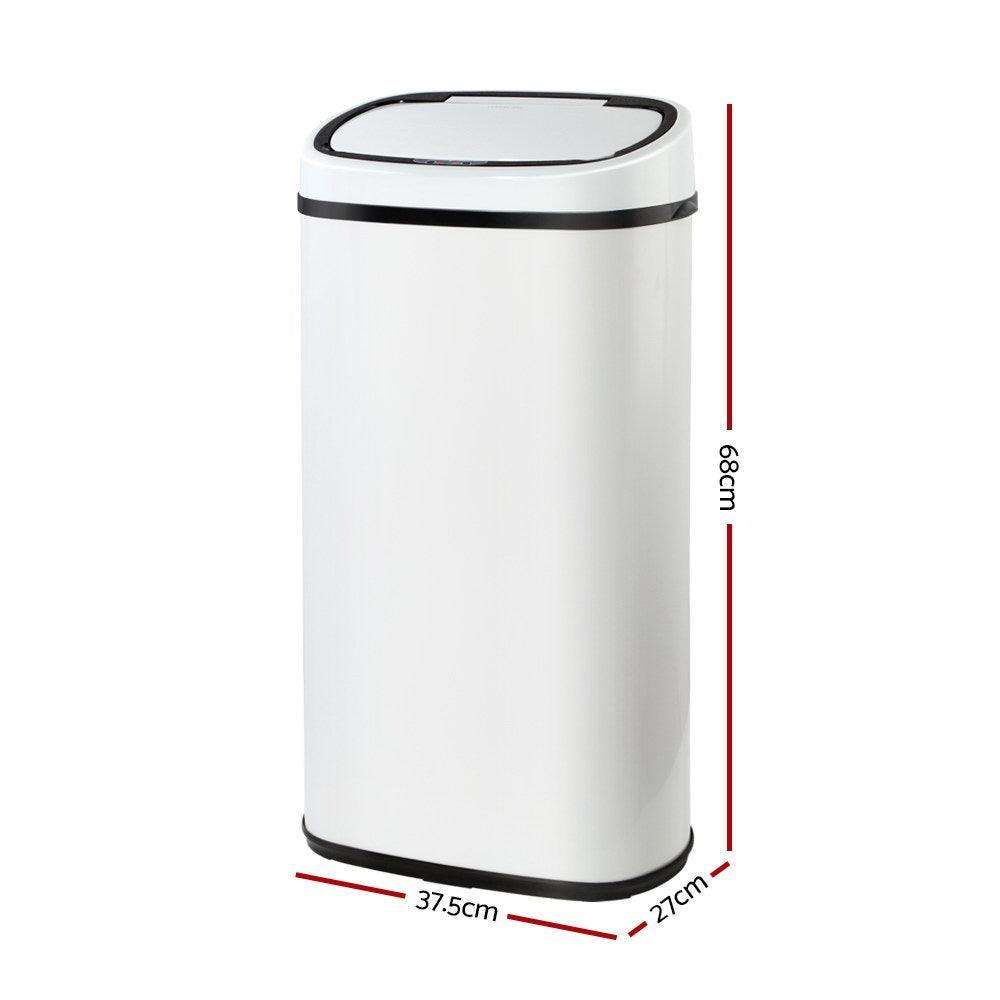 Devanti 58L Sensor Bin White - John Cootes