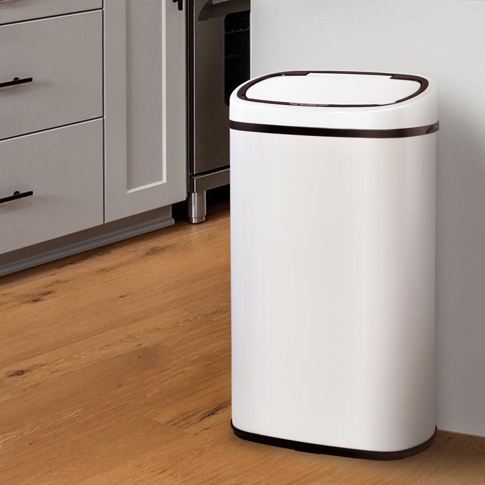 Devanti 58L Sensor Bin White - John Cootes