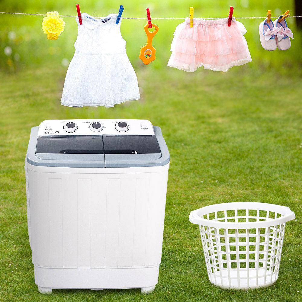 Devanti 5KG Mini Portable Washing Machine - White - John Cootes