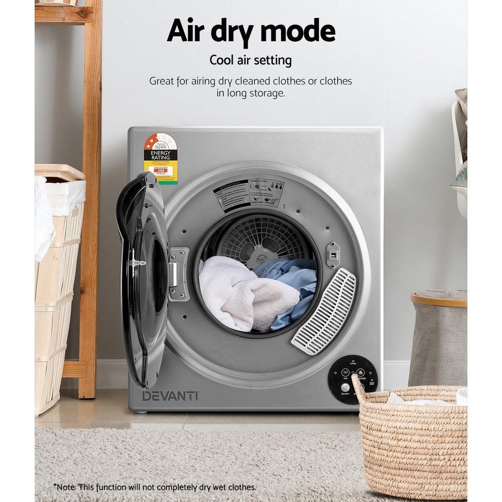 Devanti 5kg Vented Tumble Dryer - Silver - John Cootes