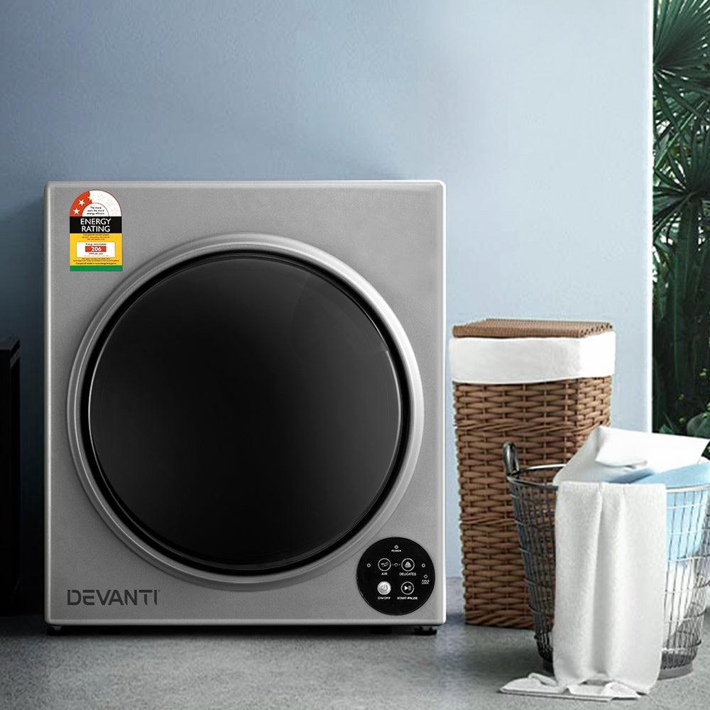 Devanti 5kg Vented Tumble Dryer - Silver - John Cootes