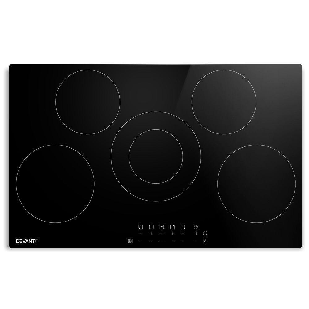 Devanti 90cm Ceramic Cooktop Electric Cook Top 5 Burner Stove Hob Touch Control 6-Zones - John Cootes