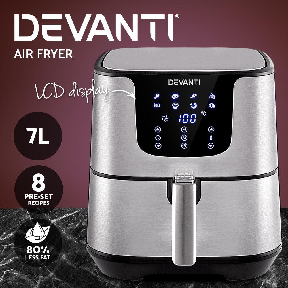 Devanti Air Fryer 7L LCD Fryers Oil Free Oven Airfryer Kitchen Healthy Cooker - John Cootes