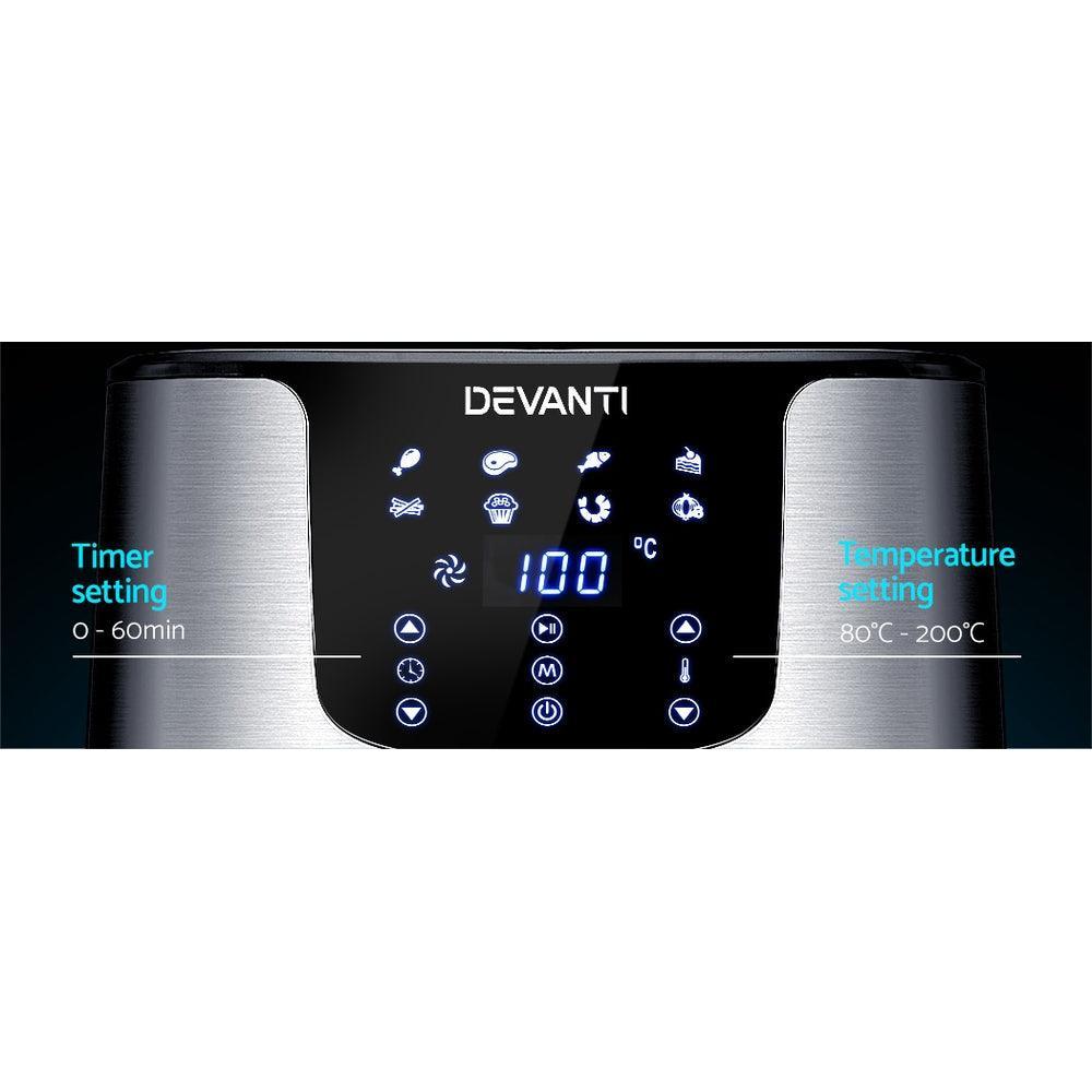 Devanti Air Fryer 7L LCD Fryers Oil Free Oven Airfryer Kitchen Healthy Cooker - John Cootes