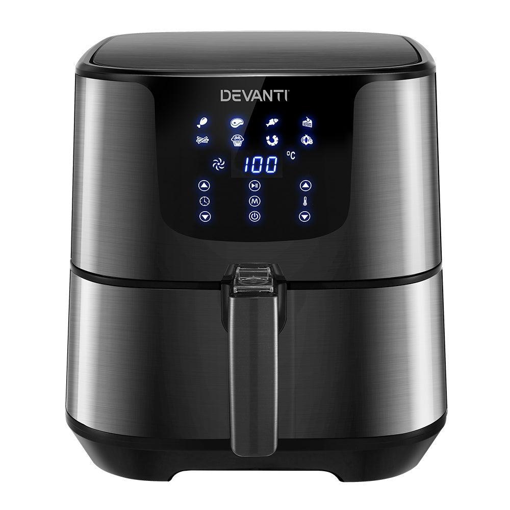 Devanti Air Fryer 7L LCD Fryers Oven Airfryer Kitchen Healthy Cooker Stainless Steel - John Cootes