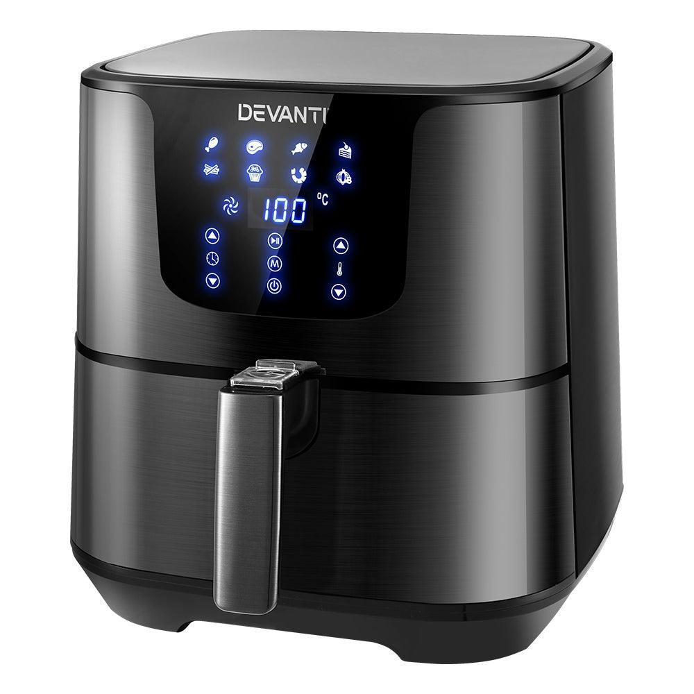 Devanti Air Fryer 7L LCD Fryers Oven Airfryer Kitchen Healthy Cooker Stainless Steel - John Cootes