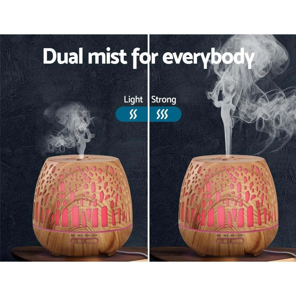 Devanti Aroma Diffuser Aromatherapy Humidifier Essential Oil Ultrasonic Cool Mist Wood Grain Remote Control 400ml - John Cootes