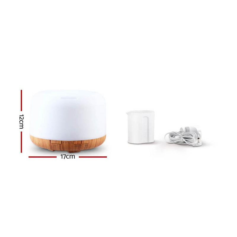 DEVANTI Aroma Diffuser Aromatherapy LED Night Light Air Humidifier Purifier Light Wood Grain 500ml - John Cootes