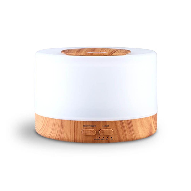 DEVANTI Aroma Diffuser Aromatherapy LED Night Light Air Humidifier Purifier Round Light Wood Grain 500ml Remote Control - John Cootes